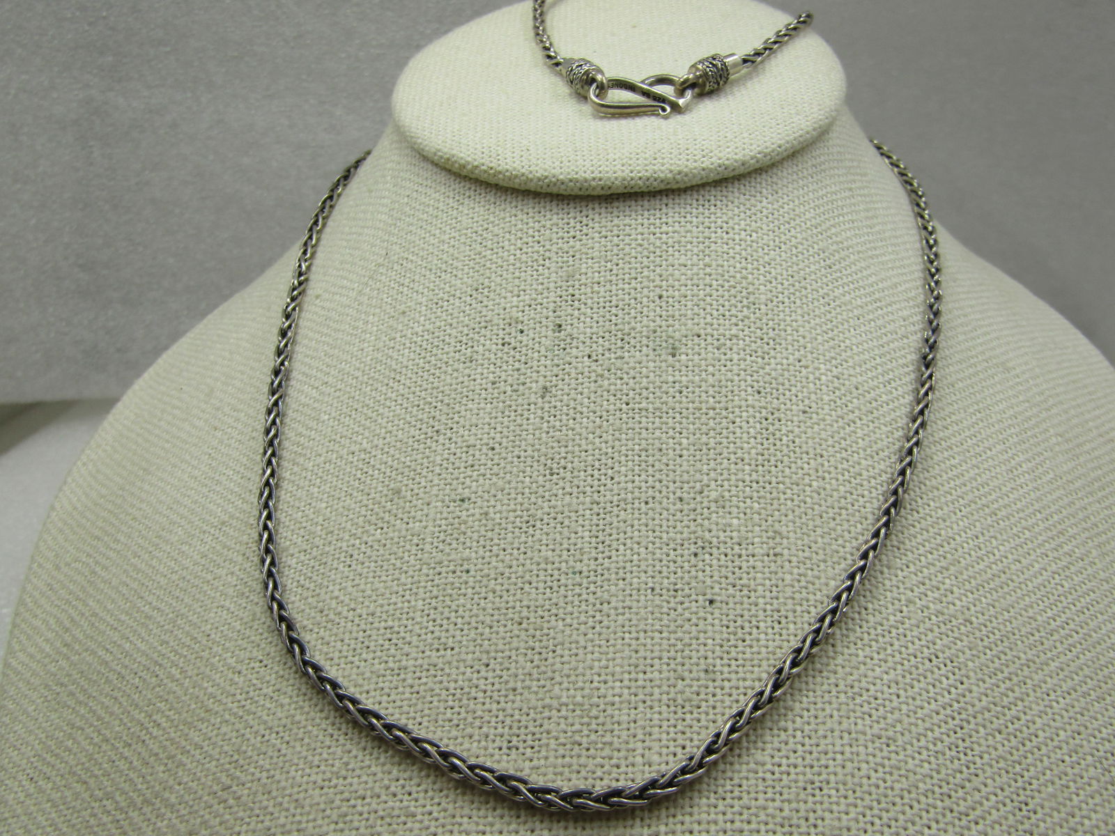 Vintage Sterling Byzantine Chain Necklace, 2.5mm", 24" Long, Signed BA: Vintage Sterling Byzantine Chain Necklace, 2.5mm", 24" Long, Signed BA (which is Suarti). Marked .925 and Indonesia.It is appx. 2.5mm at the link and 5mm at the end caps. Bali-style endcaps on the cha