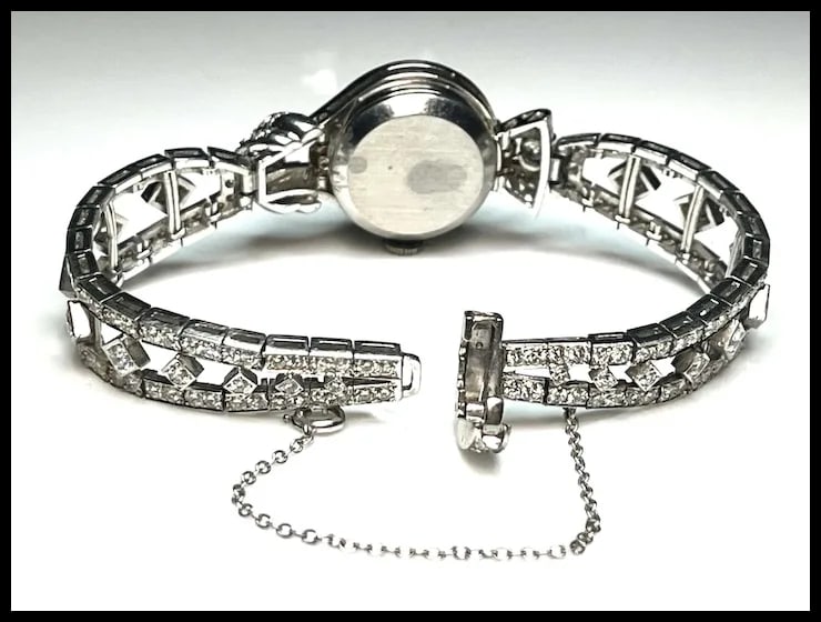 Incredible Estate Diamond and Platinum Hamilton Bracelet/ Hidden Watch - 10