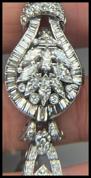 Incredible Estate Diamond and Platinum Hamilton Bracelet/ Hidden Watch - 12