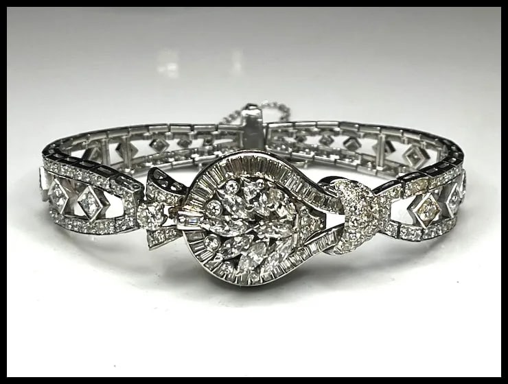 Incredible Estate Diamond and Platinum Hamilton Bracelet/ Hidden Watch - 3