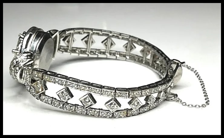 Incredible Estate Diamond and Platinum Hamilton Bracelet/ Hidden Watch - 5