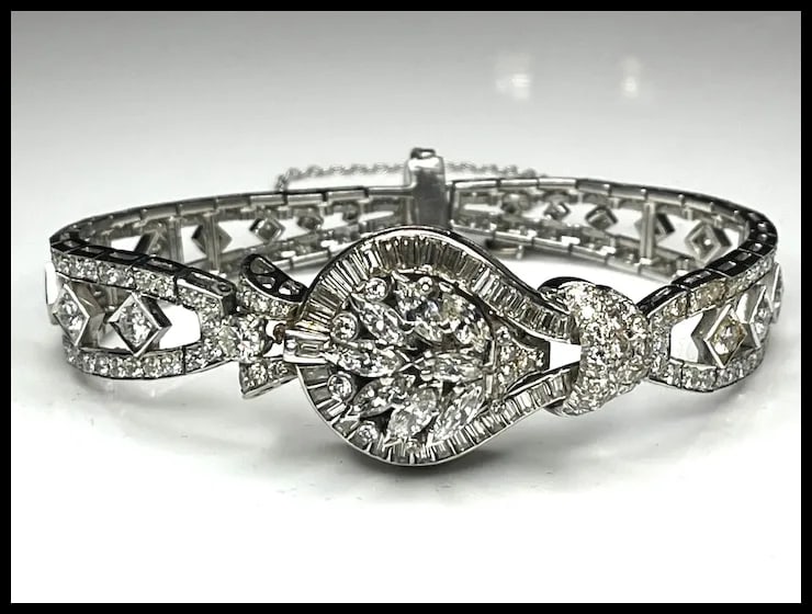 Incredible Estate Diamond and Platinum Hamilton Bracelet/ Hidden Watch - 8