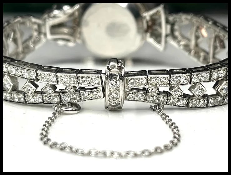Incredible Estate Diamond and Platinum Hamilton Bracelet/ Hidden Watch - 9
