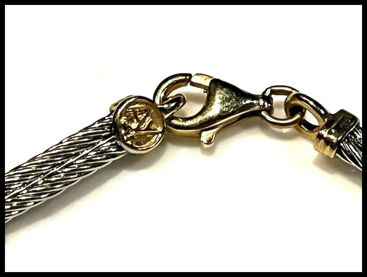 Vintage 14k Two Tone White and Yellow Gold Double Cable and Cuban Curb Link Bracelet - 5