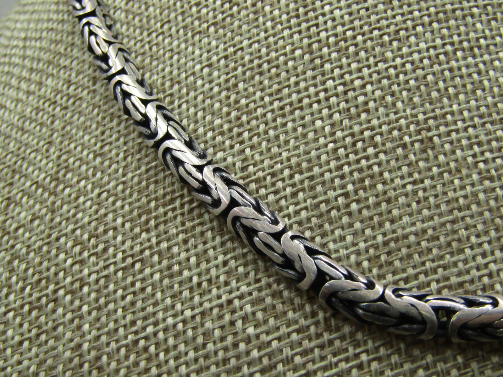 Vintage Sterling Byzantine Chain Necklace, 5mm", 24" Long, Signed BA. Unisex - 3