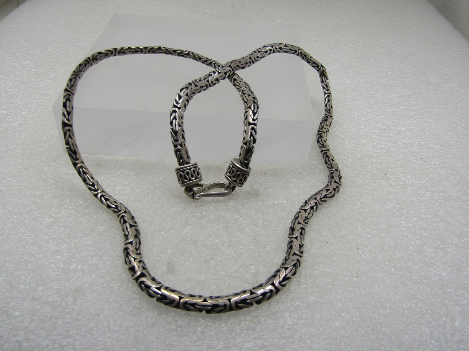 Vintage Sterling Byzantine Chain Necklace, 5mm", 24" Long, Signed BA. Unisex - 5