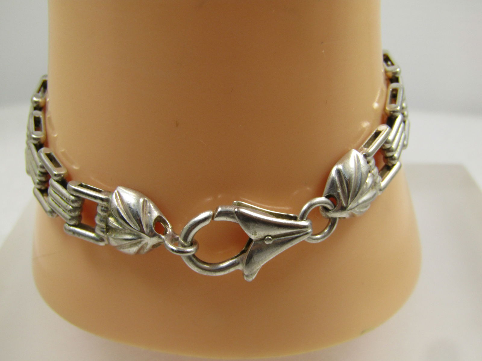 Vintage Sterling Ridged Link Bracelet, 7", 1980's-1990's, Signed - 3