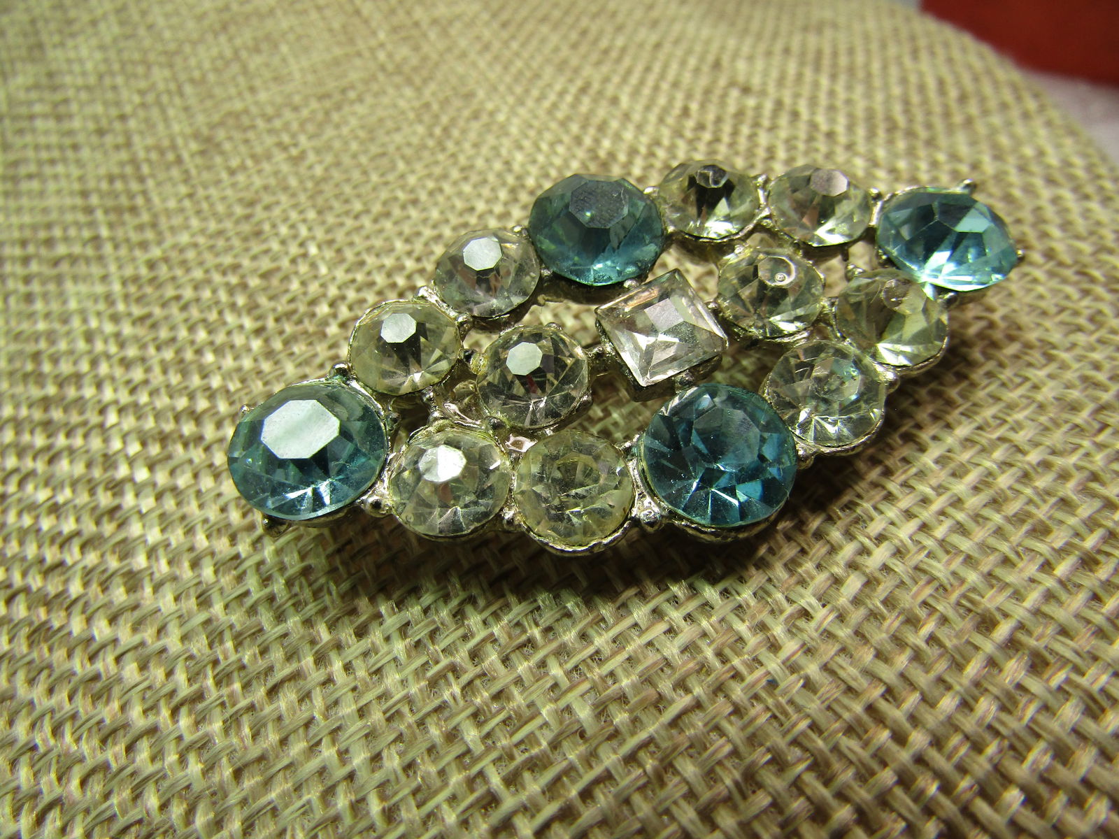 Vintage Blue & Clear Rhinestone Brooch, 1930's-1940's - 2