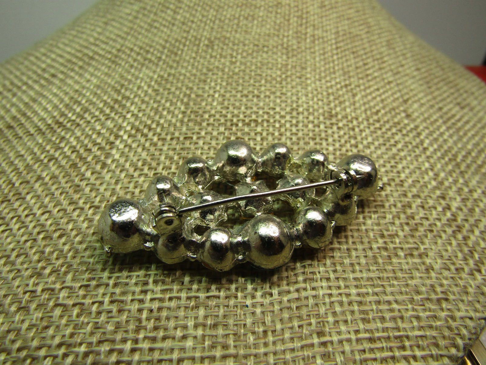 Vintage Blue & Clear Rhinestone Brooch, 1930's-1940's - 4
