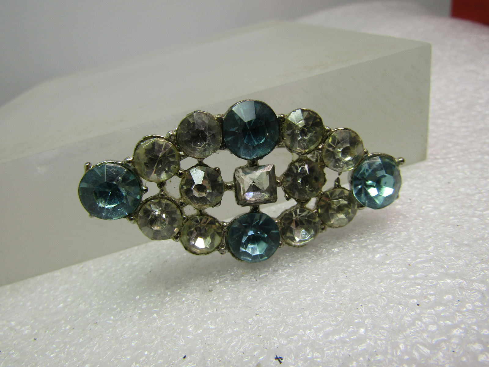Vintage Blue & Clear Rhinestone Brooch, 1930's-1940's - 7