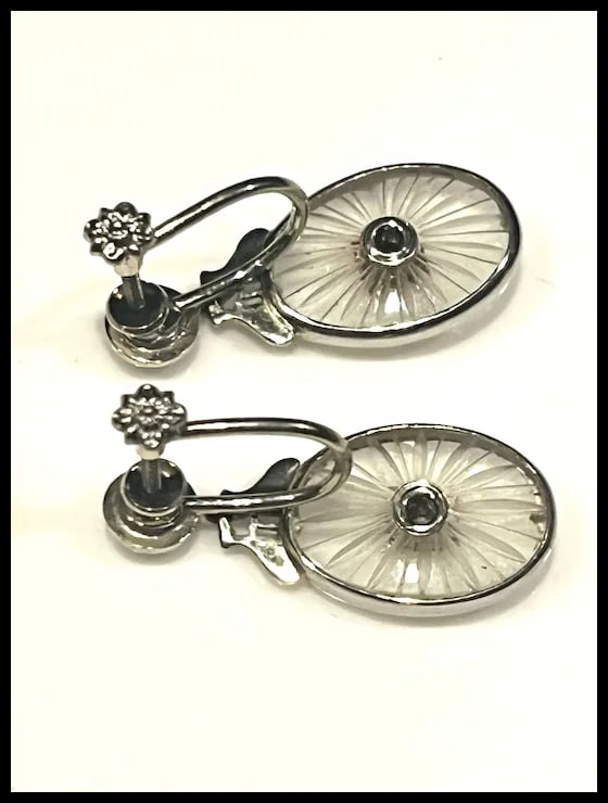 Art Deco Platinum Crystal and Diamond Necklace and Earring Set - 9