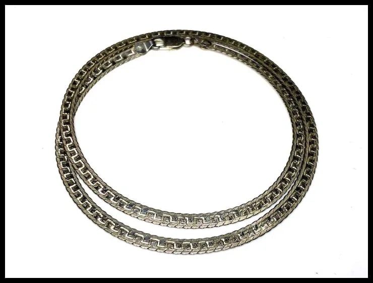 Vintage Sterling Silver Flat Herringbone Chain Necklace - 2