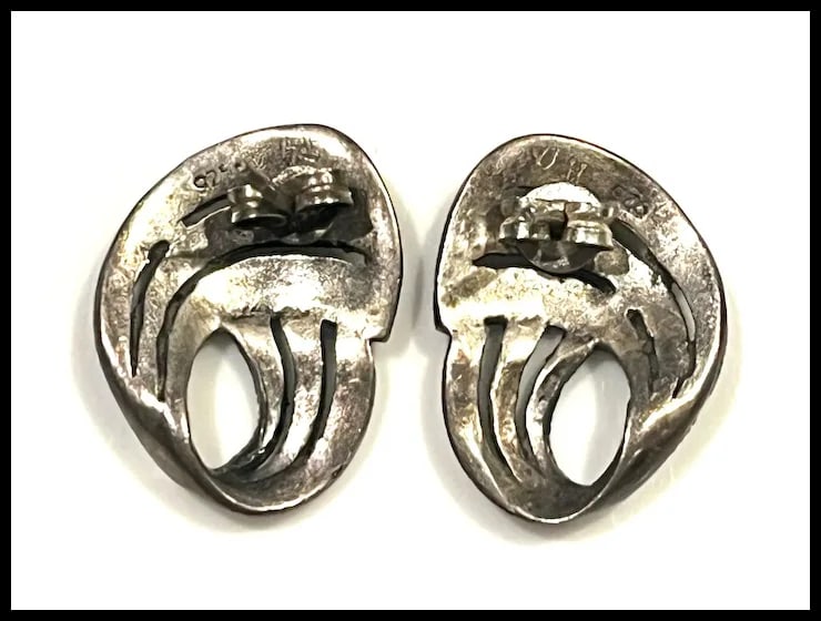 Vintage Solid Sterling Silver Swirling Marcasite Earrings - 4