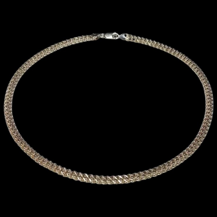 Estate Heavy Sterling Silver Twisted Spiral Chain Link Necklace (1 of 5)