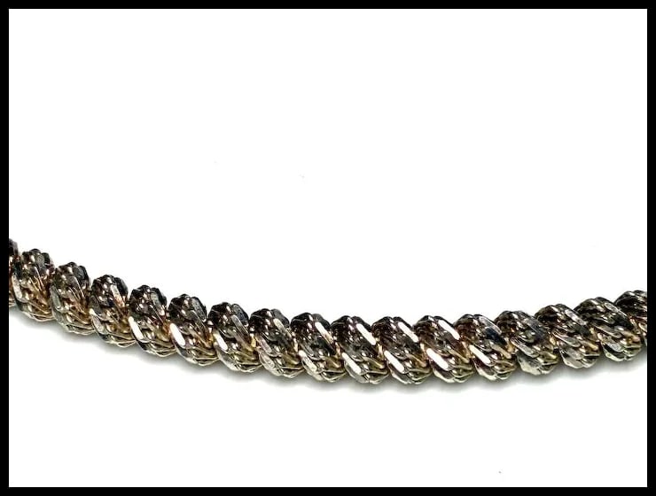 Estate Heavy Sterling Silver Twisted Spiral Chain Link Necklace - 3