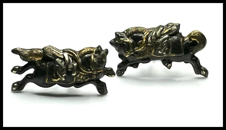 Vintage Japanese Menuki Katana Sterling Silver Warrior Horse Cufflinks - 3