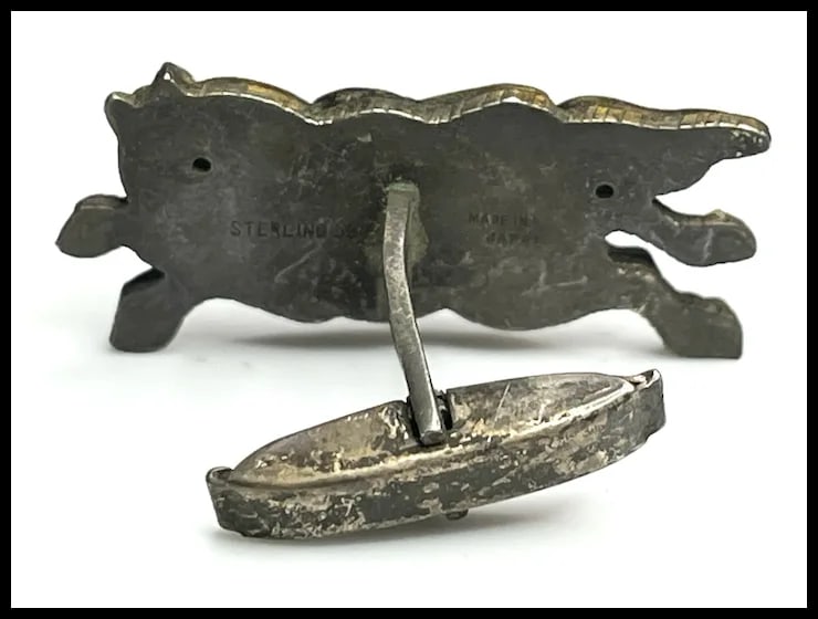Vintage Japanese Menuki Katana Sterling Silver Warrior Horse Cufflinks - 6