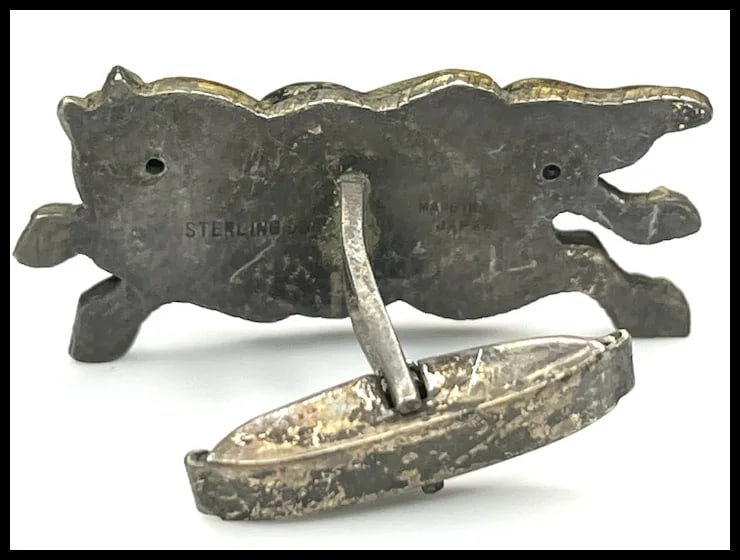 Vintage Japanese Menuki Katana Sterling Silver Warrior Horse Cufflinks - 7