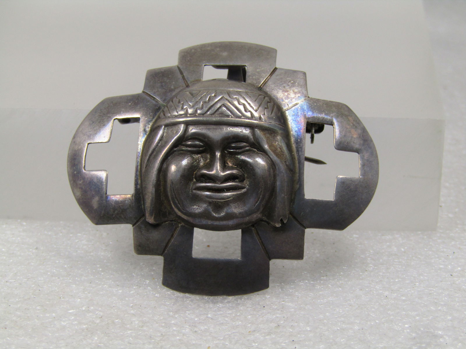 Vintage Sterling Peru Chakana Male Figural Brooch/Pendant, Signed AS, 1960's-1970's - 2