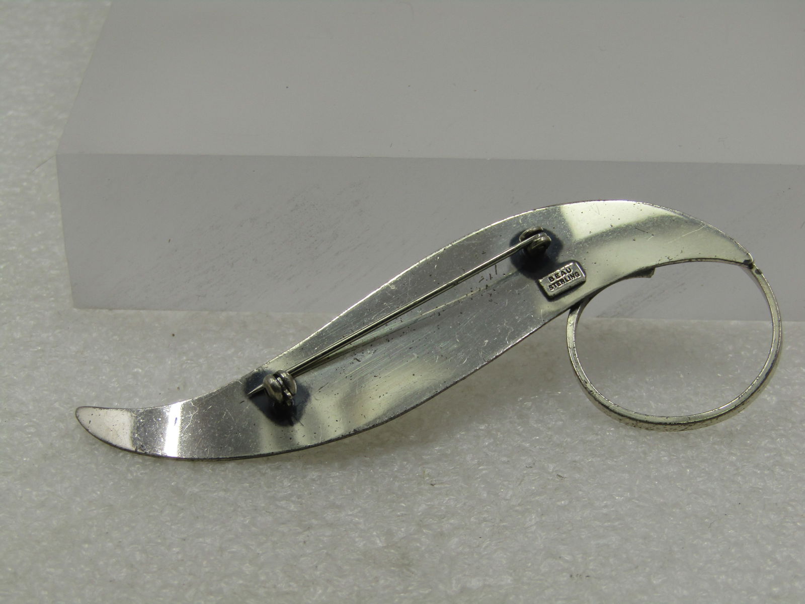 Vintage Beau Sterling Long Mod Leaf Brooch, Mid-Century, 3.25" - 5