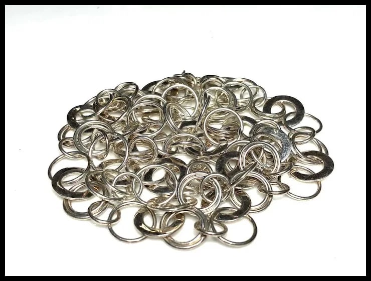 Vintage Sterling Silver Circle Link Extra Long Necklace - 3