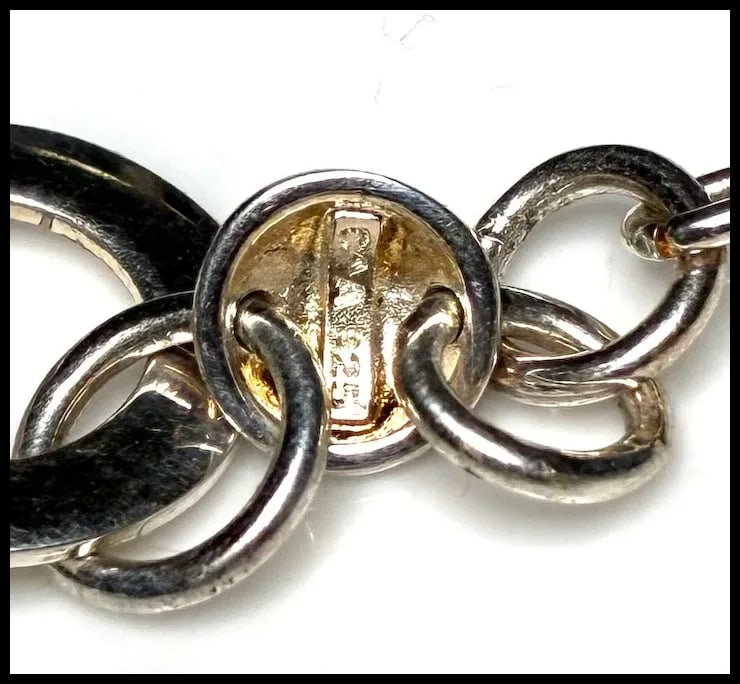 Vintage Sterling Silver Circle Link Extra Long Necklace - 5