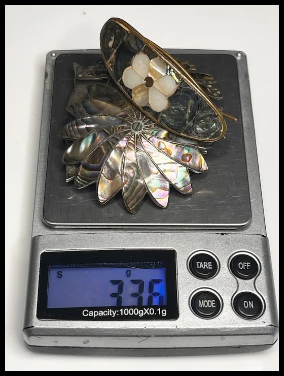 Vintage Sterling Silver Abalone Barrette and Brooches - 11