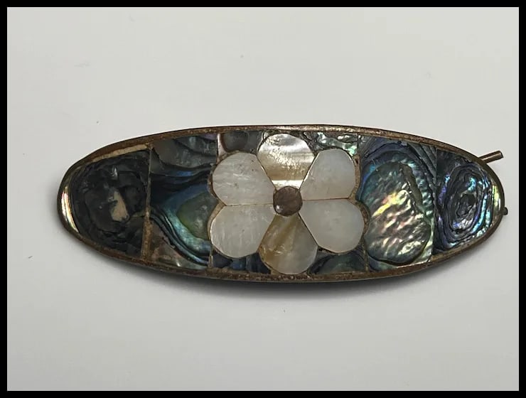 Vintage Sterling Silver Abalone Barrette and Brooches - 3