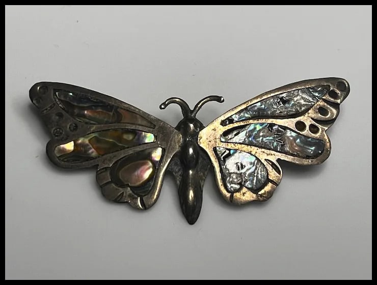 Vintage Sterling Silver Abalone Barrette and Brooches - 7