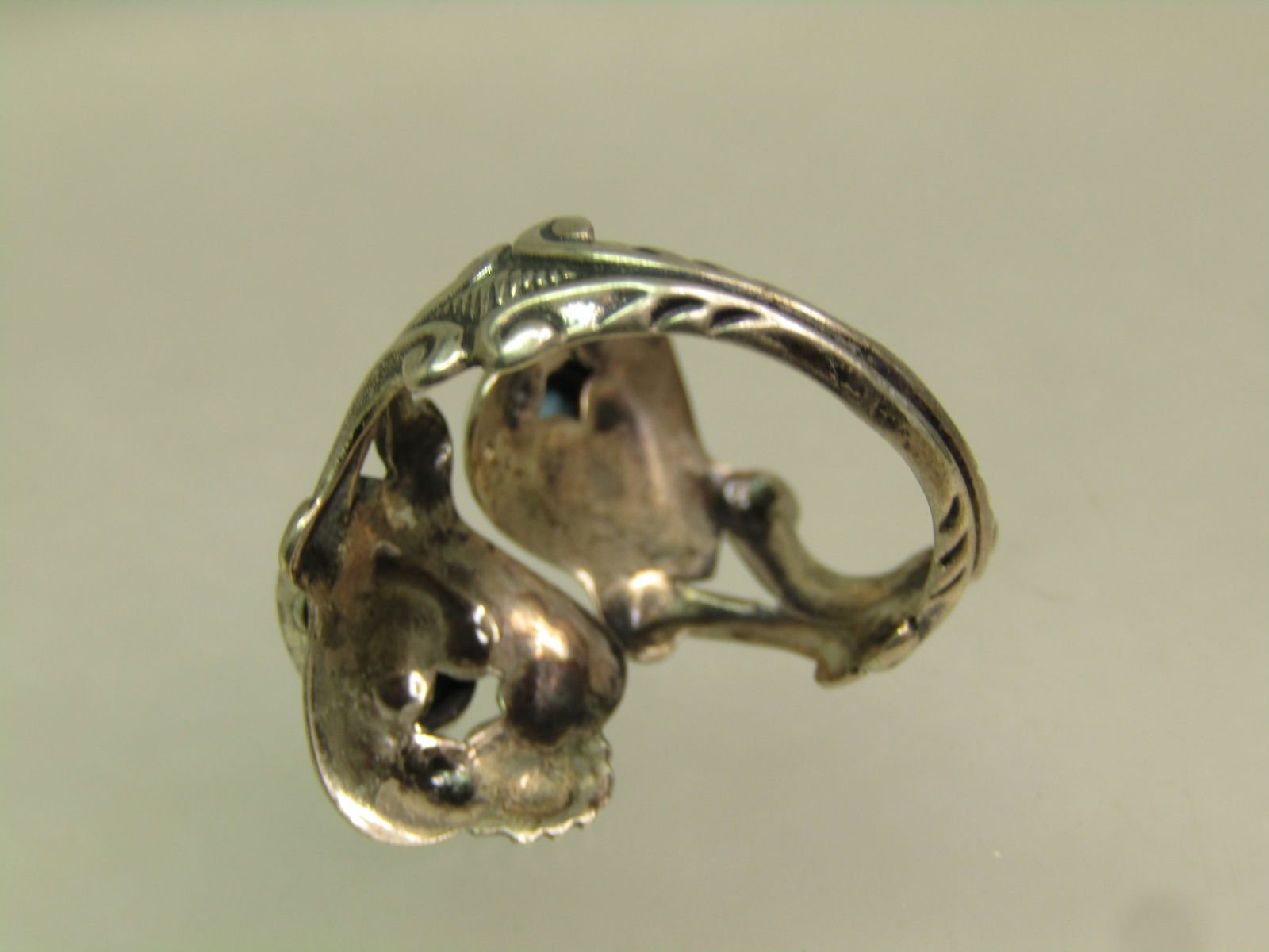 Vintage Sterling Faux Turquoise Wrapped Ring, Beau Sterling, Sz.6-9, 1960's-1970's - 5