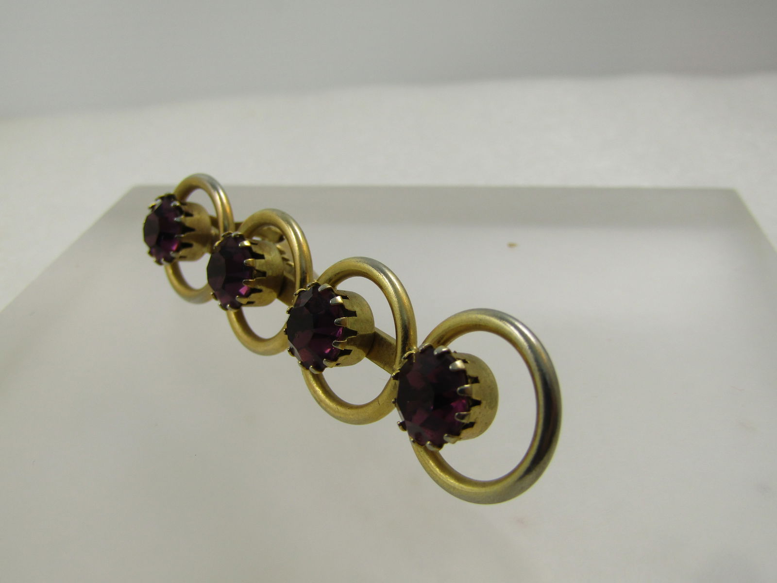 Vintage Purple Rhinestone Tie Clasp, 1960's - 2