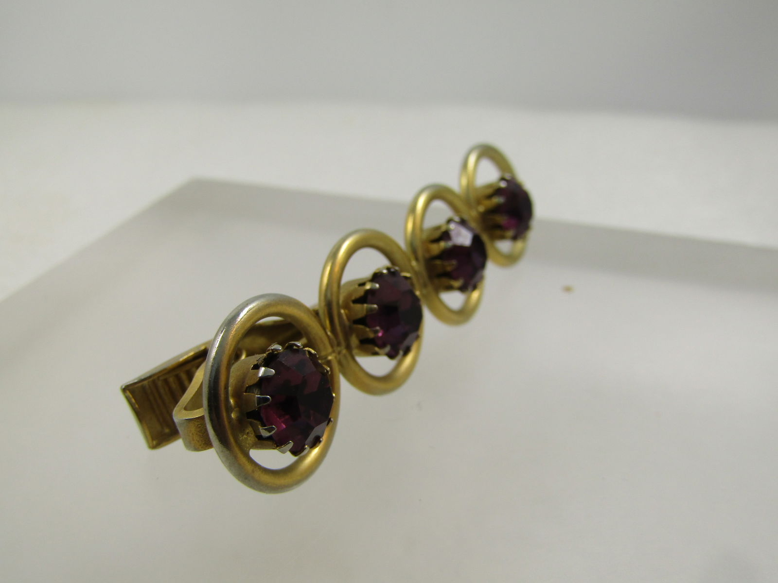 Vintage Purple Rhinestone Tie Clasp, 1960's - 3