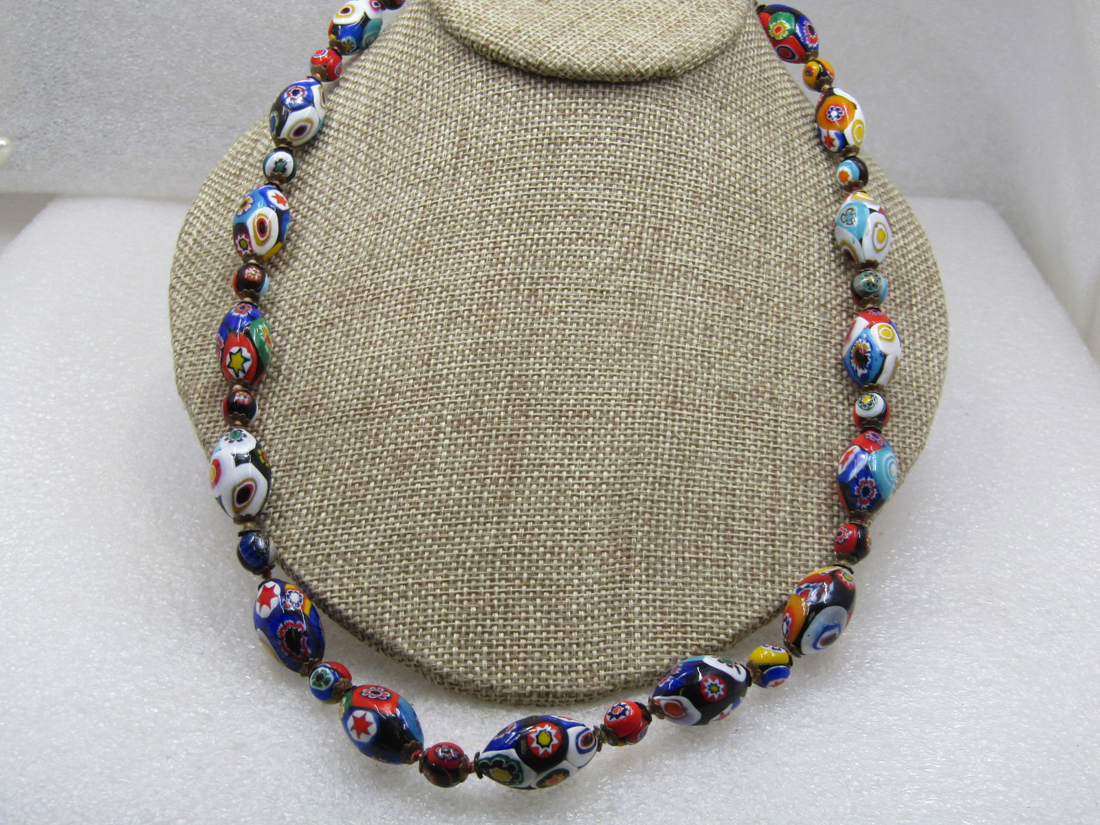 Vintage Venetian Millefiori Beaded Necklace, 22", Mid-Century - 2