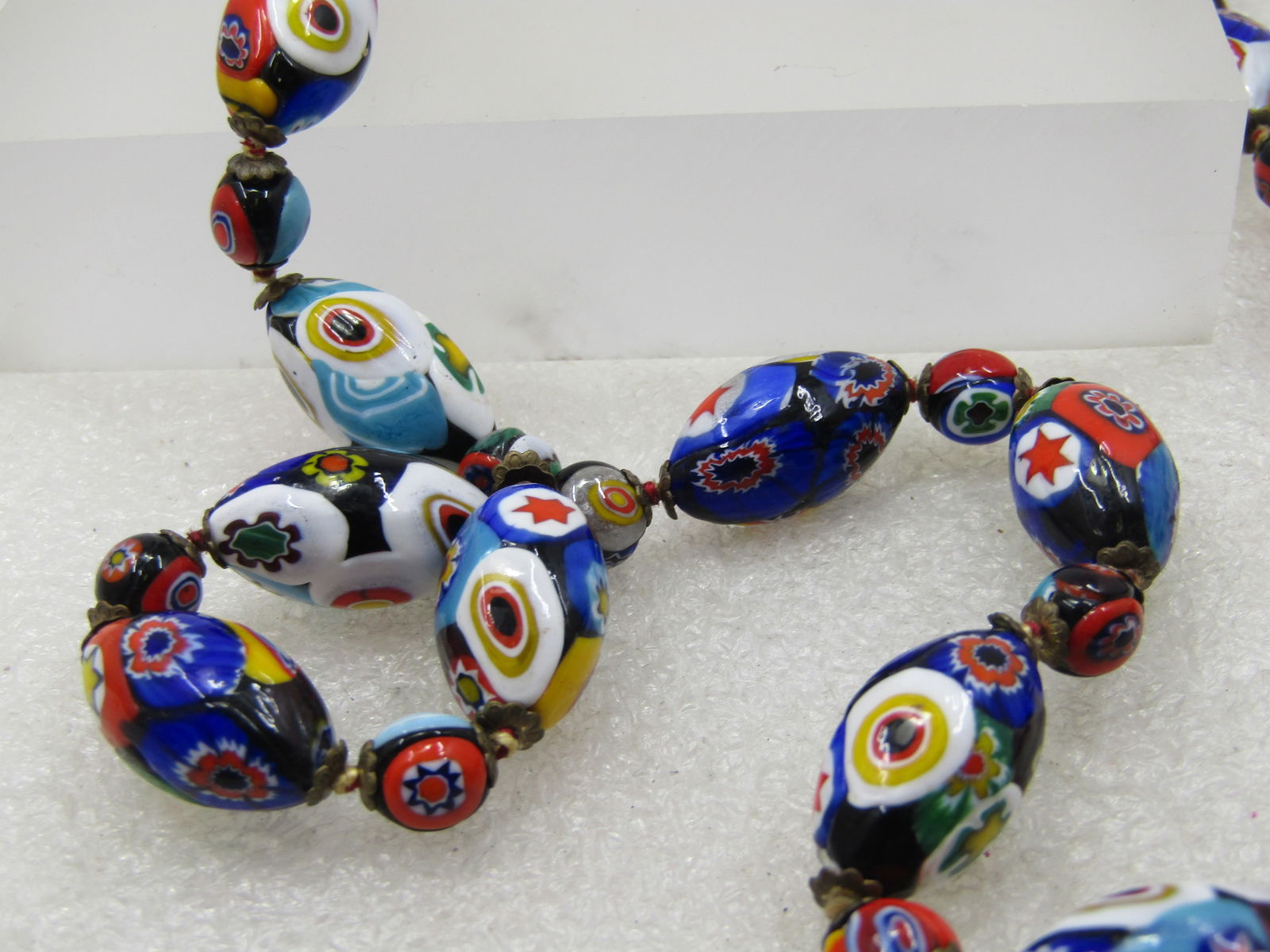 Vintage Venetian Millefiori Beaded Necklace, 22", Mid-Century - 4