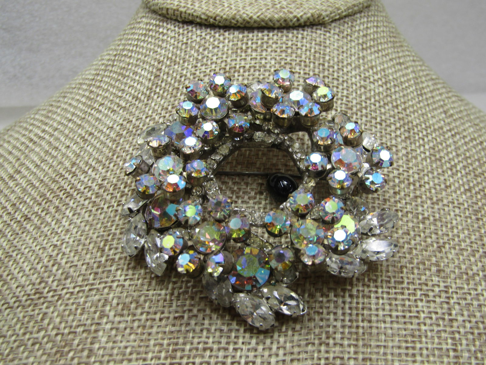 Vintage Rhinestone Tiered Statement Brooch, 2.5", 1940's - 3