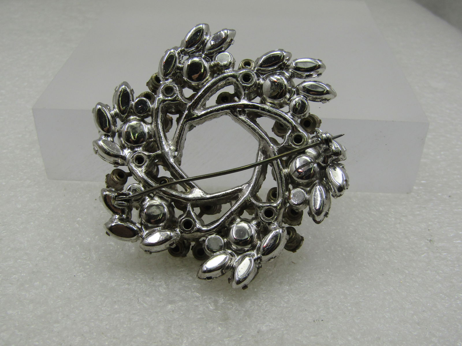 Vintage Rhinestone Tiered Statement Brooch, 2.5", 1940's - 4