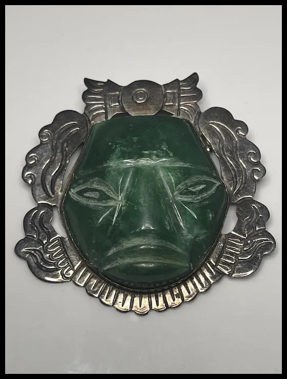 Vintage TAXCO 925 Sterling Silver and Carved Stone Pendant - 2