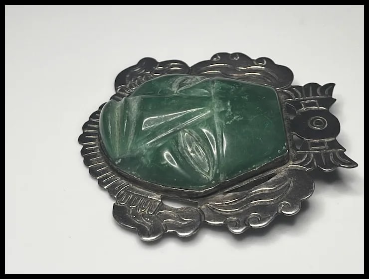 Vintage TAXCO 925 Sterling Silver and Carved Stone Pendant - 3