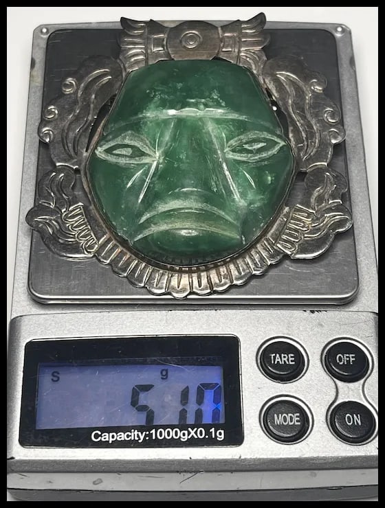 Vintage TAXCO 925 Sterling Silver and Carved Stone Pendant - 8