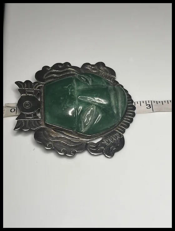 Vintage TAXCO 925 Sterling Silver and Carved Stone Pendant - 9