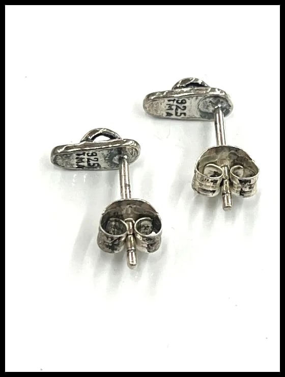 Estate Sterling Silver Flip Flop Earring Studs - 5