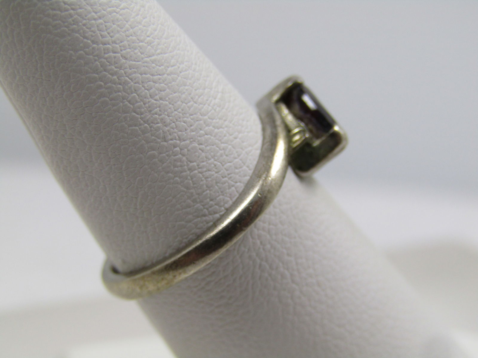 Vintage Sterling Garnet Diamond Ring, Sz. 7.25, 1980's - 3