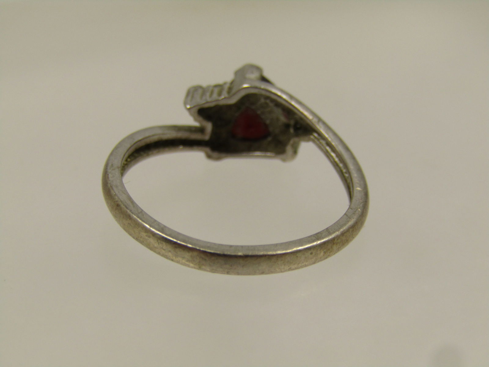 Vintage Sterling Garnet Diamond Ring, Sz. 7.25, 1980's - 5
