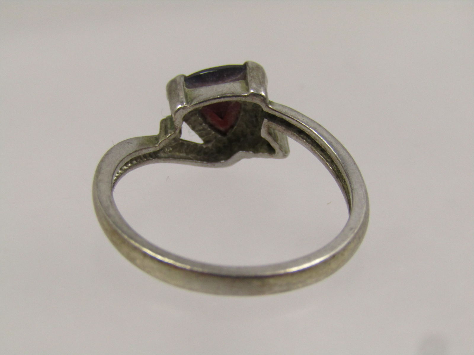 Vintage Sterling Garnet Diamond Ring, Sz. 7.25, 1980's - 6