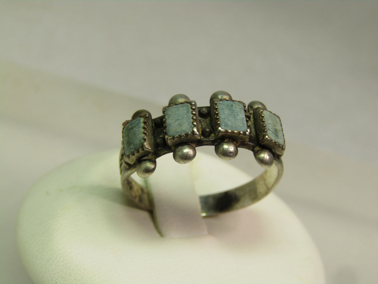 Vintage Sterling Southwestern Green Stone Ring, Sz. 8, 1960's-1970's - 2
