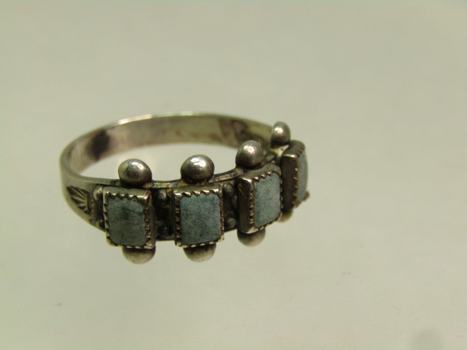Vintage Sterling Southwestern Green Stone Ring, Sz. 8, 1960's-1970's - 6