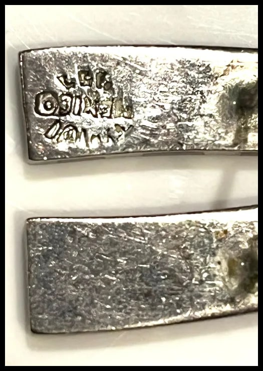 Vintage Sterling Silver and Pink Inlay Earrings - 3