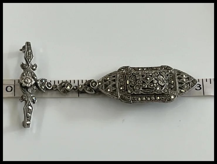 Vintage Sterling Silver and Marcasite Nurse’s Brooch - 6