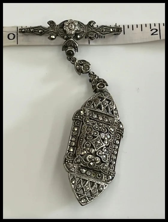 Vintage Sterling Silver and Marcasite Nurse’s Brooch - 7