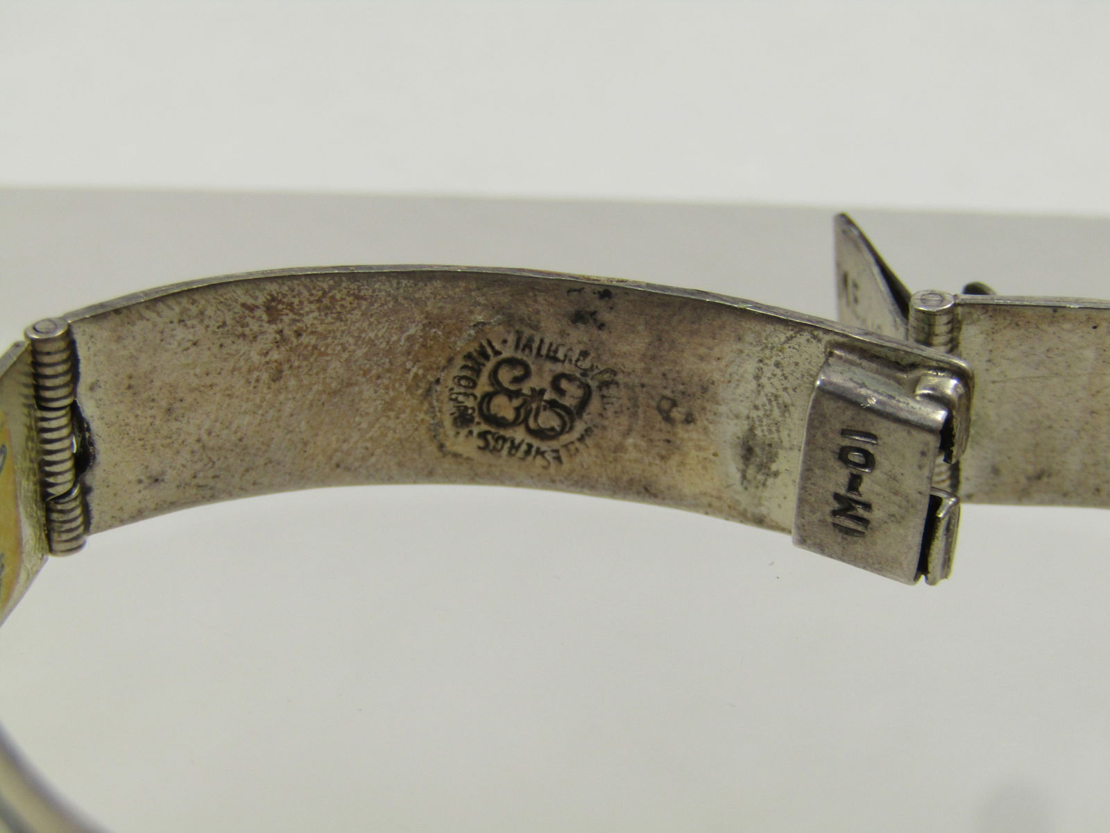 Vintage Sterling Inlaid Abalone Panel Bracelet, Mexico, Taxco, Signed, 1960's-1970's - 5